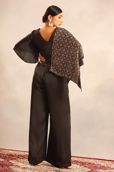 Sejal Kamdar Ajrakh Embellished One Flap Jumpsuit 