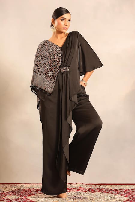 Sejal Kamdar Ajrakh Embellished One Flap Jumpsuit 
