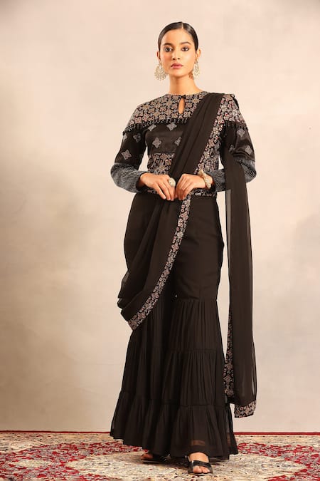 Sejal Kamdar Ajrakh Patchwork Blouse & Sharara Set 