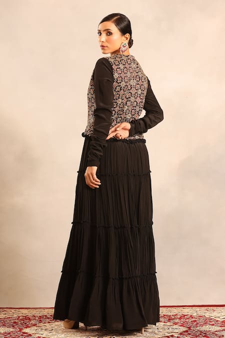 Sejal Kamdar Ajrakh Embroidered Gathered Dress 