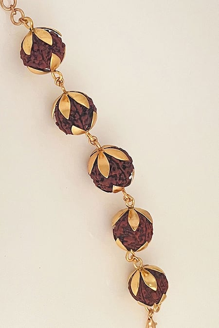 Shop Suhani Pittie Gold Plated Beads Rudraksha Bracelet at Aza Fashions Shop_Suhani Pittie_Gold Plated Beads Rudraksha Bracelet _at_Aza_Fashions