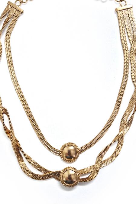 Suhani Pittie_Gold Plated Surya Twist Necklace _Online_at_Aza_Fashions