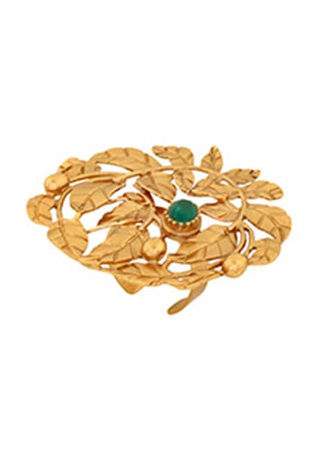 Suhani Pittie Green Crystal Rose Vine Ring 