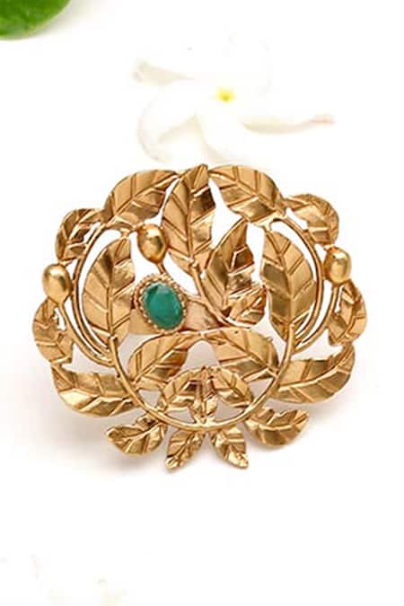 Suhani Pittie Green Crystal Rose Vine Ring 