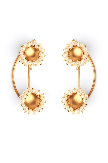 Buy_Suhani Pittie_Gold Plated Pearls Bunch Ear Clips _Online_at_Aza_Fashions