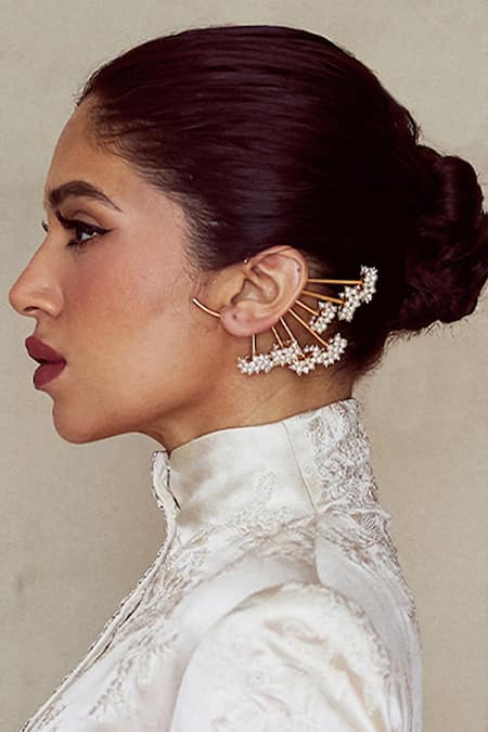 Buy_Suhani Pittie_Gold Plated Pearls Bunch Ear Cuffs _Online_at_Aza_Fashions