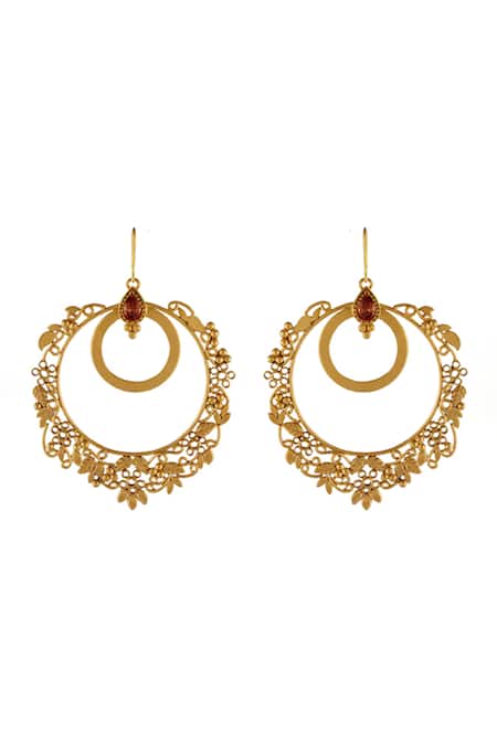 Suhani Pittie Round Gold Drop Crystals Bali Earrings 