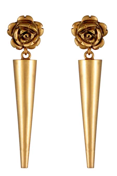 Suhani Pittie Gold Plated 3D Rose & Small Poke Earrings 