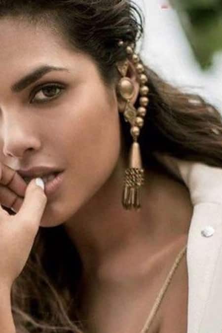 Suhani Pittie Gold Plated Beads, Chains Chakra Kite Jhumka Drop Earcuffs 