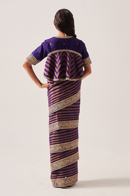 Wabi Sabi By Anshum-Ritesh Stripes Saree Chanderi Striped Saree With Peplum Blouse 