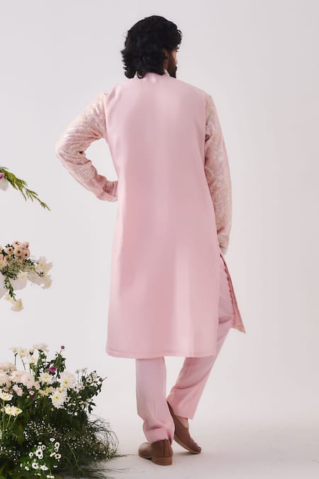 Wabi Sabi By Anshum-Ritesh Tulip Meadow Chanderi Embroidered Kurta & Pyjama Set 