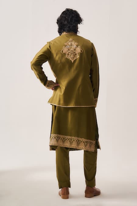 Wabi Sabi By Anshum-Ritesh Wild Crest Embroidered Bundi Kurta Set 