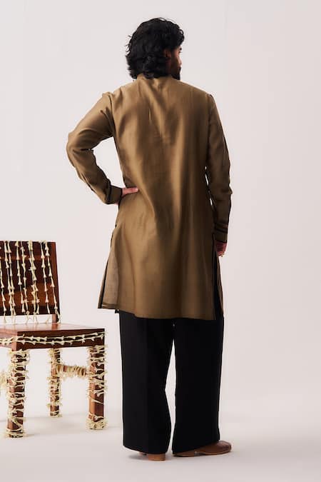 Wabi Sabi By Anshum-Ritesh Twin Guardians Tiger Embroidered Kurta & Flare Pant Set 