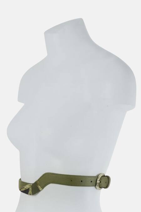 Buy_Econock Studio_Green Embroidery Kintsugi Olive Belt _Online_at_Aza_Fashions