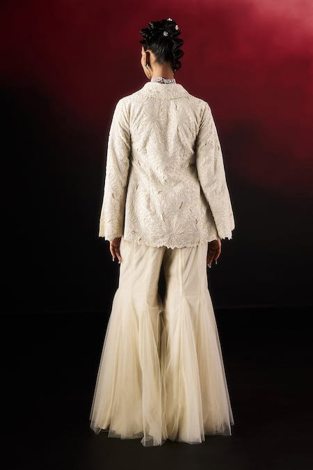 Aanchal Vijaywargi Pearl Glow Embroidered Peplum Blazer With Palazzo 