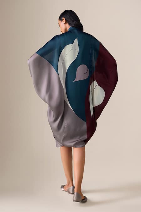 Ampm Anissa Printed Cape With Dress 