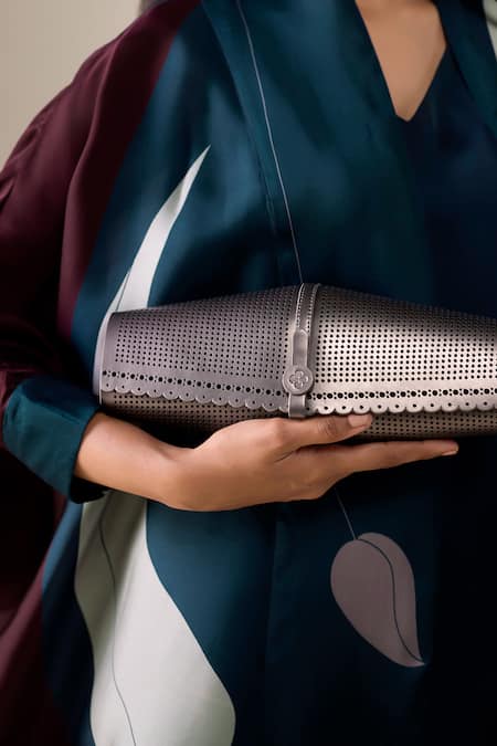 Shop_Ampm_Blue Open Neck, Anissa Printed Cape With Dress 