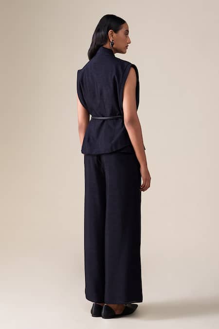 Ampm Ode Raw Silk Top With Palazzo 