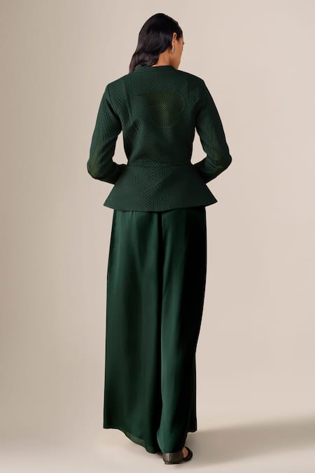 Ampm Valla Quilted Pattern Jacket With Palazzo 