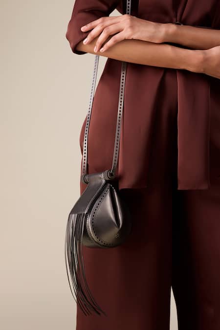 Buy_Ampm_Burgundy Satin, Organza Shawl Neck Mana Plain Jacket Pant Set 