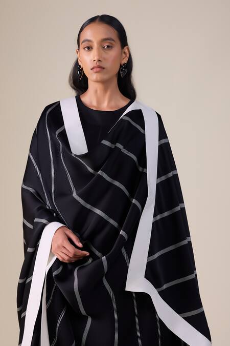 Shop_Ampm_Black Chanderi Brooches Round Neck Afeesa Embellished Kurta Set _Online_at_Aza_Fashions