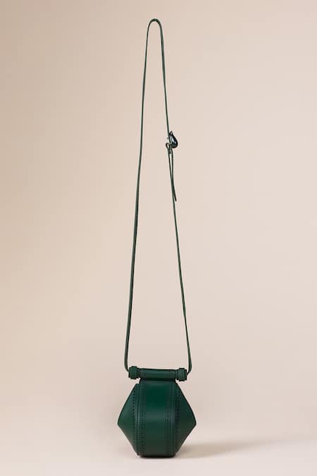 Buy_Ampm_Green Fringe, Cut Work Zimri Brogue Pattern Bag _Online_at_Aza_Fashions