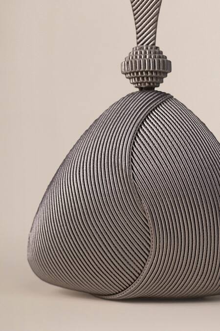Shop_Ampm_Silver Sarina Stripe Pattern Bag _Online_at_Aza_Fashions