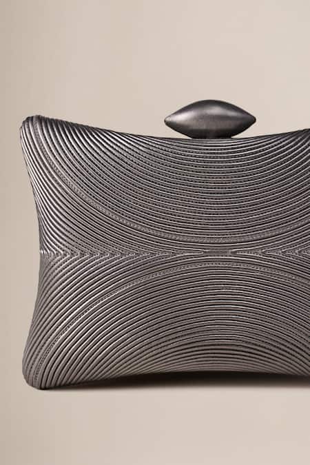 Buy_Ampm_Silver Reis Cord Work Clutch _Online_at_Aza_Fashions