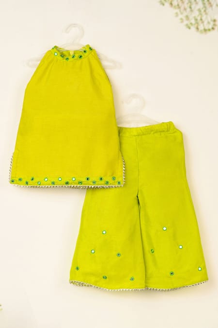 Darleen Kids Couture Mehk Neckline Embroidered Kurta & Pant Set 