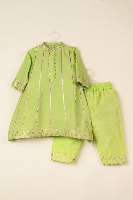Darleen Kids Couture Mehaka Stripe Embroidered Kurta With Pant 