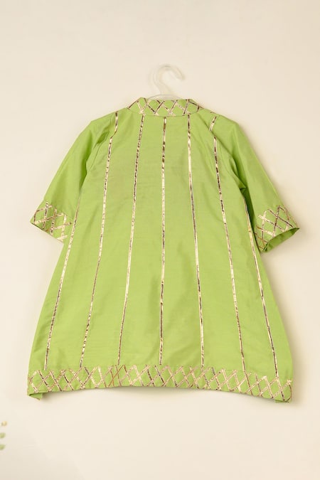 Darleen Kids Couture Mehaka Stripe Embroidered Kurta With Pant 