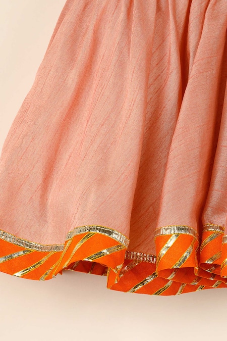 Darleen Kids Couture Peach Silk Embroidery, Gota Patti Dil Kurta With Sharara Online at Aza Fashions Darleen Kids Couture_Peach Silk Embroidery, Gota Patti Dil Kurta With Sharara _Online_at_Aza_Fashions