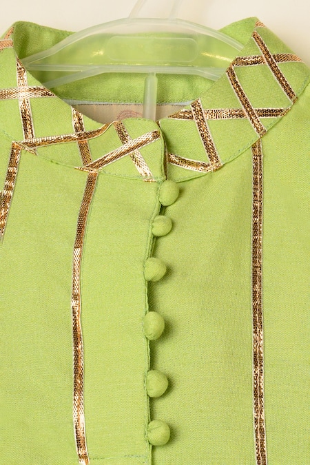 Darleen Kids Couture Mehaka Stripe Embroidered Kurta Set 