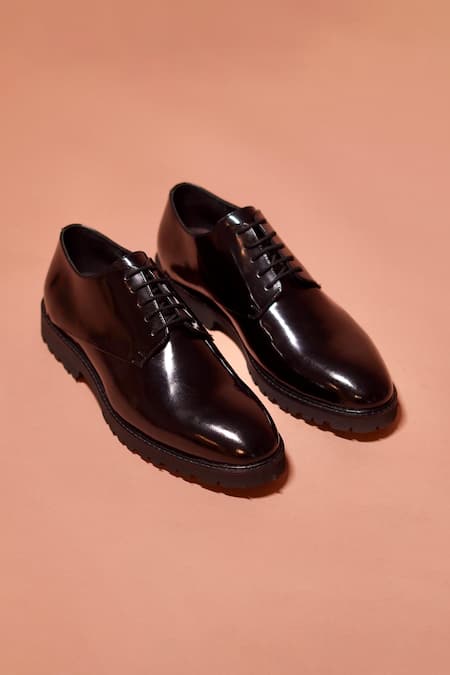 Dmodot Somerso Smooth Hide Leather Derby Shoes 