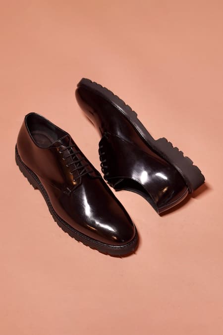 Dmodot Somerso Smooth Hide Leather Derby Shoes 