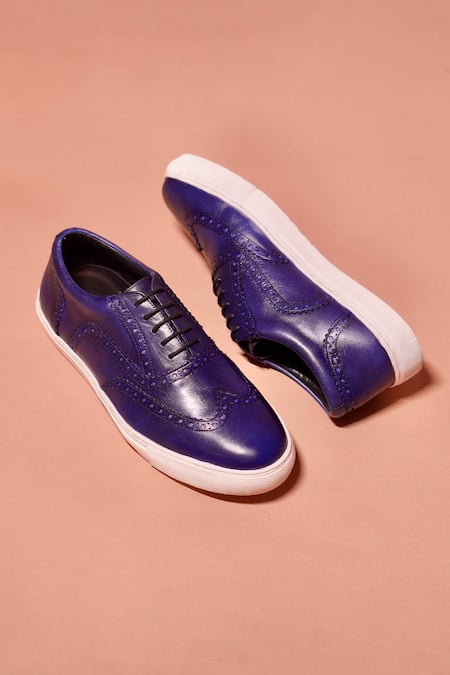 Dmodot Cobalto Full Grain Leather Brogue Detail Sneakers 