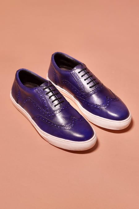 Dmodot Cobalto Full Grain Leather Brogue Detail Sneakers 