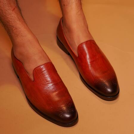 Dmodot_Brown Motivo Bronzo Full-grain Leather Loafers _at_Aza_Fashions