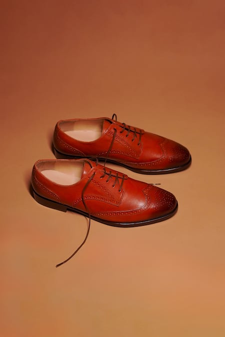 Dmodot Tannino Bruno Brown Leather Brogue Derby Shoes 