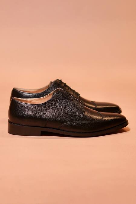 Dmodot_Black Carbo Nero Leather Lace-up Oxford Shoes _Online_at_Aza_Fashions
