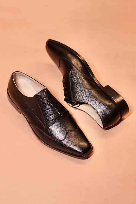 Dmodot Carbo Nero Leather Lace-Up Oxford Shoes 