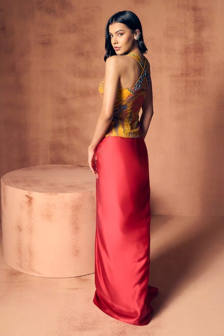 Label Moni K Gypsy Embellished Top With Draped Skirt 