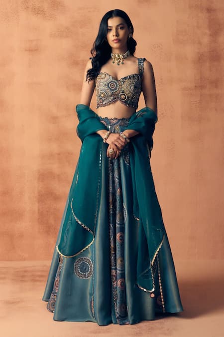 Label Moni K Chakra Scallop Embroidered Lehenga Set 