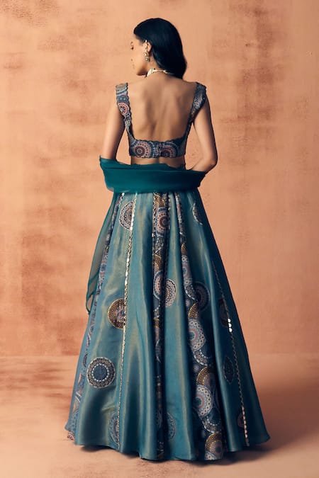 Label Moni K Chakra Scallop Embroidered Lehenga Set 