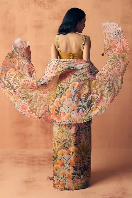 Label Moni K Potpourri Almoha Printed Cape Skirt Set 