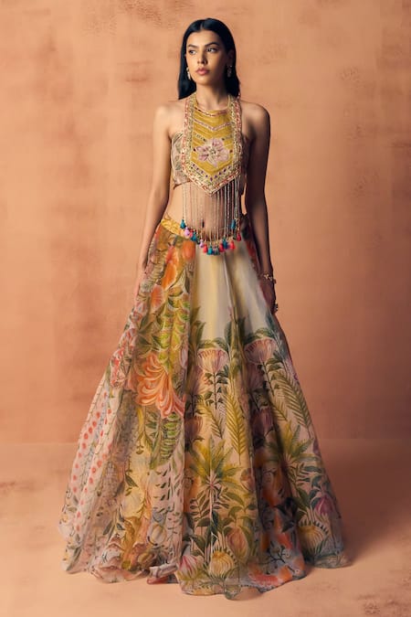 Label Moni K Potpourri Printed Lehenga With Blouse 