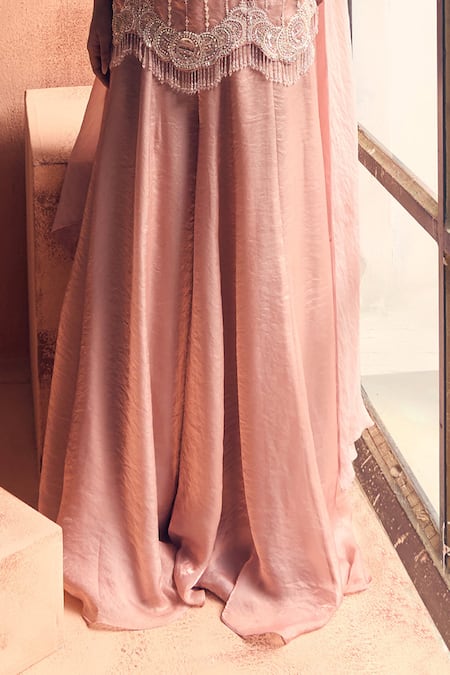 Buy Label Moni K Pink Georgette Embroidery, Beads Sweetheart Neck Shirin Kurta Sharara Set Online at Aza Fashions Buy_Label Moni K_Pink Georgette Embroidery, Beads Sweetheart Neck Shirin Kurta Sharara Set _Online_at_Aza_Fashions