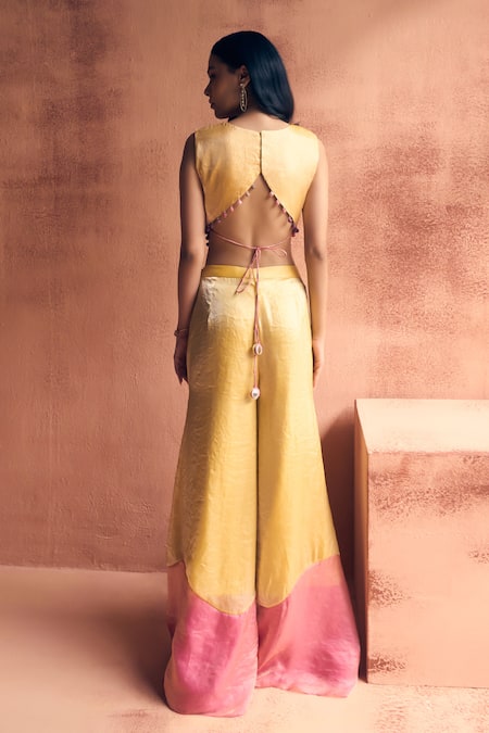 Label Moni K Jamboore Embroidered Crop Top With Sharara 