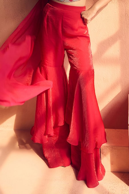 Label Moni K_Pink Tissue, Georgette, Organza Embroidery Afreen Mosaic Corset With Sharara _Online_at_Aza_Fashions