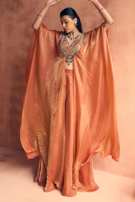 Label Moni K Goonj Embroidered Kaftan With Pant 